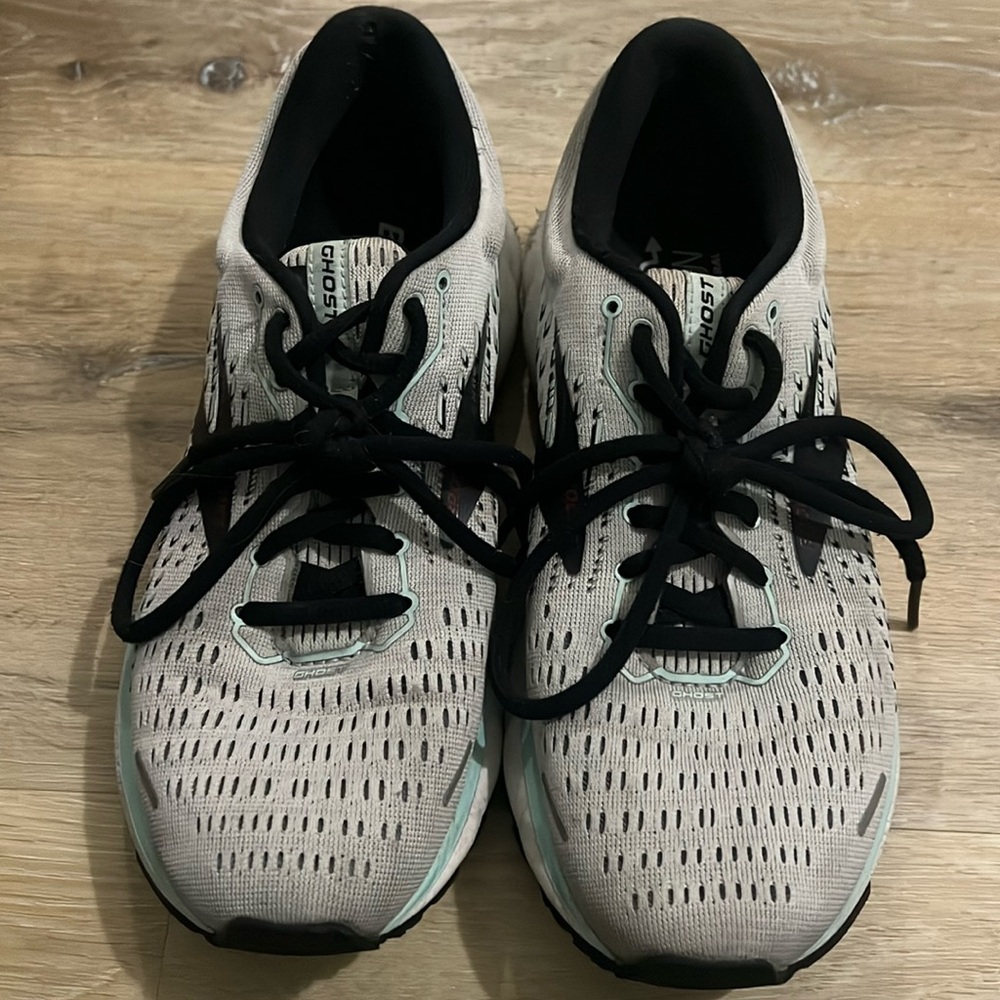Brooks Ghost 13 Running Shoes 7.5 Grey Seafoam Blue Black